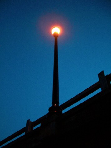 A light on the Muskegon Causeway bridge