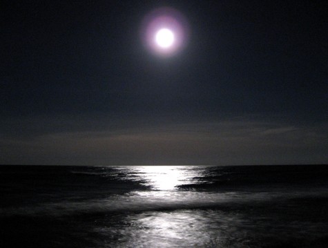 Full moon on Lake Michigan, October 7, 2006