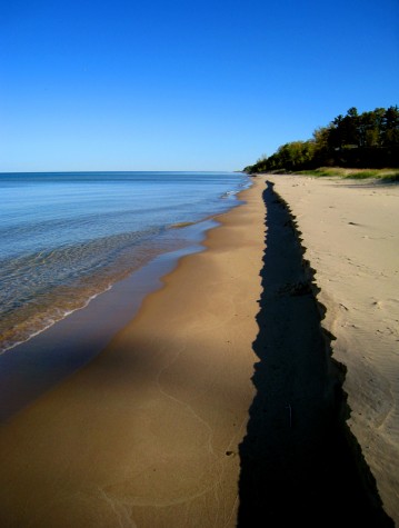 Increased water levels on Lake Michigan cause a sandy shadow