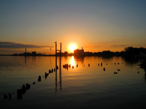 The sunrise over the city of Muskegon on June 11, 2008