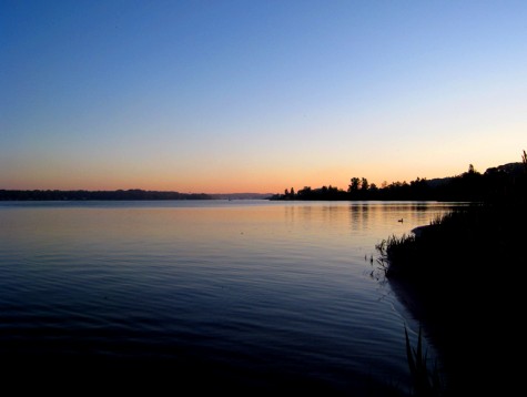 The view at dawn looking across White Lake into Montague on June 7, 2008