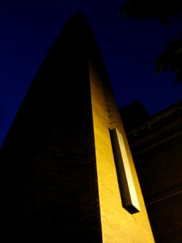 The Muskegon High School chimney on the morning of July 3, 2008