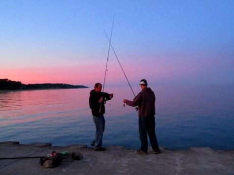 Perch fishing off White Lake's south wall on August 16, 2008