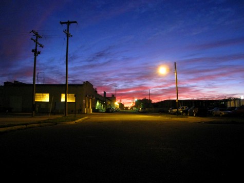 The sun rising over Muskegon's Western Avenue on October 17, 2008
