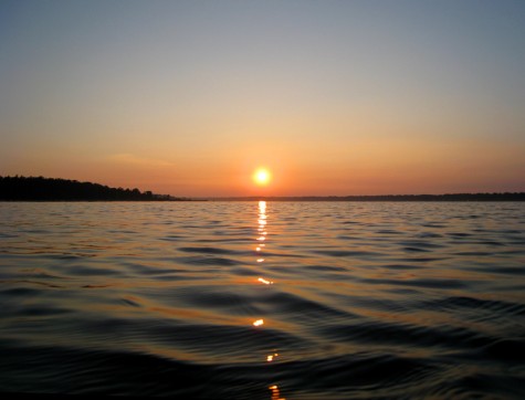 The morning view from a kayak heading in from the channel on Muskegon County's White Lake.