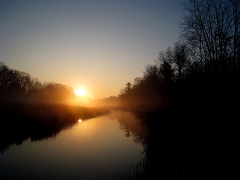 A misty sunrise across Muskegon's Ruddiman pond.