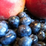 Peaches and blueberries from the farmers market in Montague, Michigan, June 28, 2012