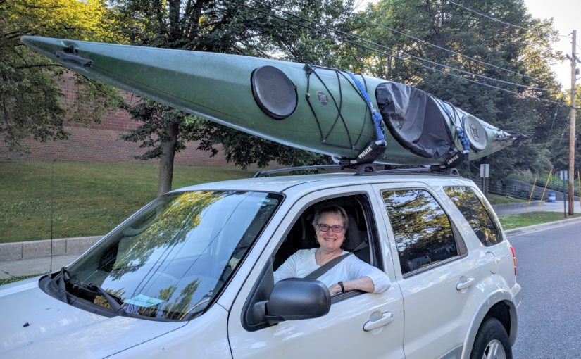 Susie with kayak, June 21, 2016